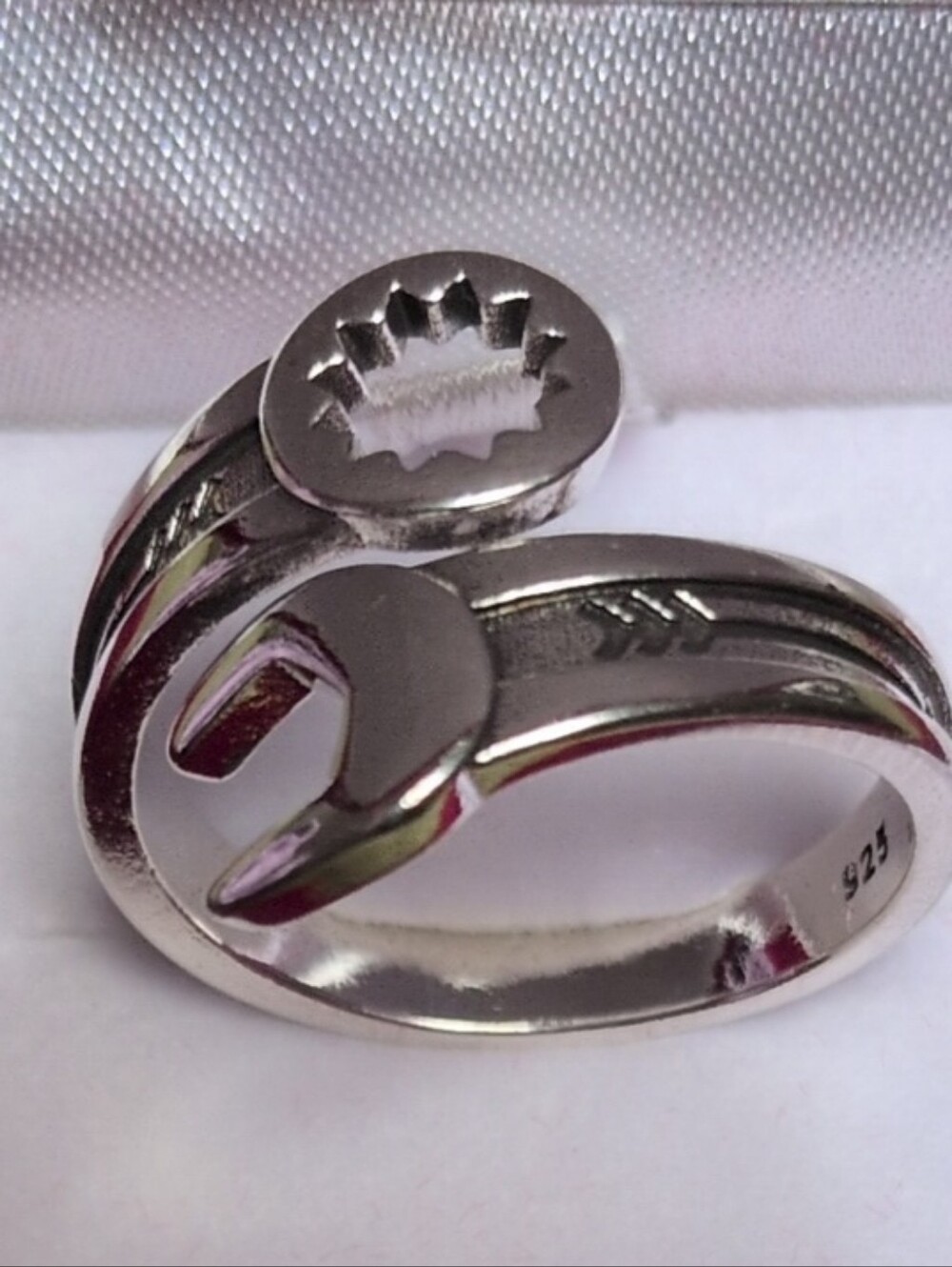 Sterling Silver Open-Top Wrench Ring - Silver 3.91 G